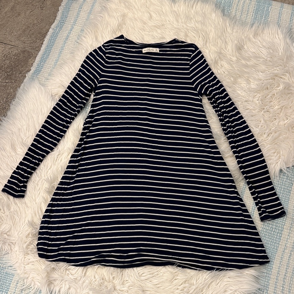 Abercrombie & Fitch Navy and Cream Striped Dress